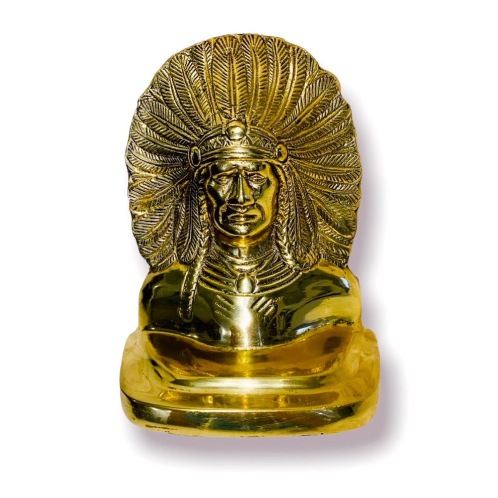 Vtg Native American Indian Chief Book End